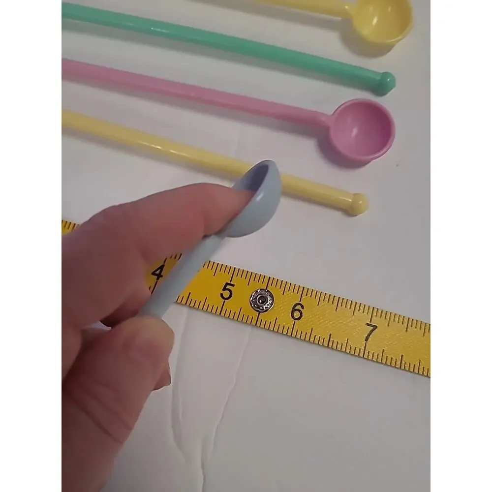 Lot of 12 Vintage Plastic Coffee Sticks Spoons Swizzle Drink Stirrers Pastel